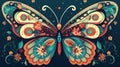 A gorgeous butterfly with intricate patterns and colors flitting among flowers created with Generative AI