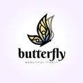 beautiful butterfly logo flying, vintage vector illustration of butterfly