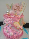 Beautiful butterfly pink birthday cake