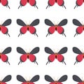 Beautiful Butterfly seamless pattern. Insect with red and gray wings. Repeated Exotic spring insect flat vector pattern Royalty Free Stock Photo