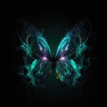 Beautiful Butterfly Shape In Green Purple Fire On Black Background Dazzling And Radiant. Generative AI Royalty Free Stock Photo