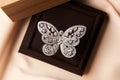 Beautiful butterfly shaped gold diamond ring or brooch Royalty Free Stock Photo