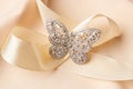 Beautiful butterfly shaped gold diamond ring or brooch Royalty Free Stock Photo