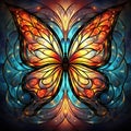 Beautiful butterfly in stained-glass window style. Generative AI Royalty Free Stock Photo