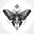 Beautiful butterfly tribal tattoo with intricate line art, Hand drawn illustration for tattoo design