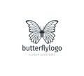 beautiful butterfly vector logo design with majestic detail feature on the open wings top view