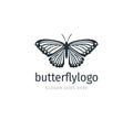 beautiful butterfly vector logo design with majestic detail feature on the open wings top view