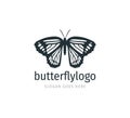 beautiful butterfly vector logo design with majestic detail feature on the open wings top view