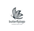 beautiful butterfly vector logo design with majestic detail feature on the wings in side view