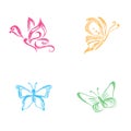 Beautiful, butterfly, vector, set, sketch style