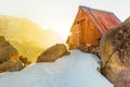 Beautiful Cabin in the snow mountains at Triund hill top, Mcleod ganj, Dharamsala Royalty Free Stock Photo