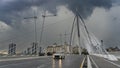 A beautiful cable-stayed city bridge. Seri Wawasan bridge Royalty Free Stock Photo