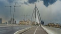 A beautiful cable-stayed city bridge Seri Wawasan. Royalty Free Stock Photo