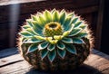 Beautiful cactus against the background of the Mexican desert, agave bush grows in the desert, Royalty Free Stock Photo