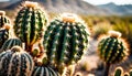 Beautiful cactus against the background of the Mexican desert, agave bush grows in the desert, Royalty Free Stock Photo