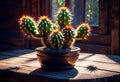 Beautiful cactus against the background of the Mexican desert, agave bush grows in the desert, Royalty Free Stock Photo