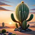 Beautiful cactus in the desert - ai generated image