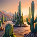 Beautiful cactus in the desert - ai generated image