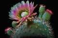 Beautiful Cactus Flowers Abstract, Generative AI.