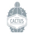 Beautiful cactus logo, simple gray style