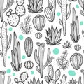 Beautiful Cactuses Abstract Natural Seamless Pattern Royalty Free Stock Photo