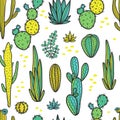 Beautiful Cactuses Abstract Natural Seamless Pattern Royalty Free Stock Photo