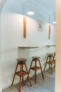 Beautiful cafe interior with stools in Ho Chi Minh City, Vietnam