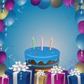 Beautiful cake and gifts birthday background vector illustration clip art