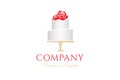 Beautiful Cake Logo Design with Red Flower