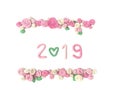 Beautiful year 2019 plasticine clay, number 0 heart shape, sweet rose flower dough
