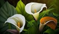 Beautiful calla lily flowers garden nature illustration generative ai