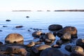 Calm Baltic Sea with a Lot of Rocks and Blue Sky Royalty Free Stock Photo
