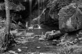 Beautiful calm black and white waterfall landscape at Roughting Royalty Free Stock Photo