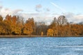 Autumn forest over Moscow river