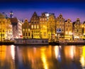 Beautiful calm night view of Amsterdam city Royalty Free Stock Photo