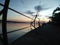 beautiful and calm sunset at the equator monument