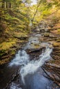 Beautiful calming waterfalls in Autumn, portrait Royalty Free Stock Photo