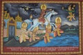 Beautiful cambodian mural painting about Buddha story