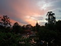 Beautiful Cambodian Sunset With Multi-coloured Sky Royalty Free Stock Photo