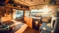 Beautiful camper van view created with Generative AI technology Royalty Free Stock Photo