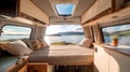 Beautiful camper van view created with Generative AI technology Royalty Free Stock Photo