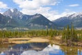 Beautiful Canadian Landscape with Mountains, Lake and Fir Trees