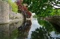 Beautiful Canal Around Bishop`s Palace, Wells, England