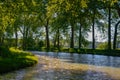 Beautiful Canal du Midi, sycamore trees and water, Southern France Royalty Free Stock Photo