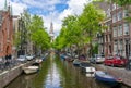 Beautiful canal in Red District, Amsterdam Royalty Free Stock Photo