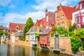 Beautiful canal and traditional houses in the old town of Bruges Brugge, Belgium Royalty Free Stock Photo