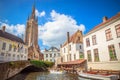 Beautiful canal and traditional houses in the old town of Bruges Brugge, Belgium Royalty Free Stock Photo