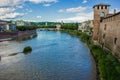 Beautiful canal of Verona, Center of Verona, Italy on a sunny day