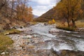 Beautiful canal on the way from Chemal district to Aktash,Russia. Royalty Free Stock Photo