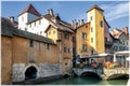 Beautiful canals of Annecy old town, France